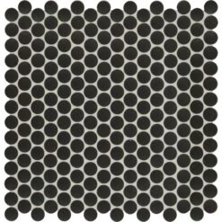 MSI Penny Round Nero 12.32 In. X 11.38 In. X 6mm Matte Porcelain Mesh-Mounted Mosaic Tile (14.4 Sq. Ft./case)