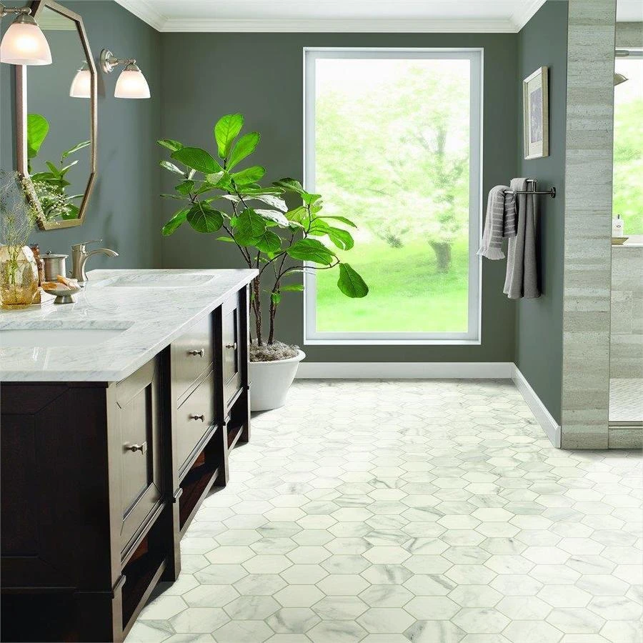 Armstrong Flooring Pickwick Landing I 12-ft W Cut-to-Length White Hexagon Stone Look Low-Gloss Finish Sheet Vinyl 1 Armstrong Flooring Pickwick Landing I 12-ft W Cut-to-Length White Hexagon Stone Look Low-Gloss Finish Sheet Vinyl