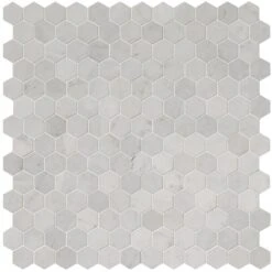 MSI Carrara White Hexagon 12 In. X 12 In. X 10 Mm Polished Marble Mesh-Mounted Mosaic Floor And Wall Tile (10 Sq. Ft. /case)