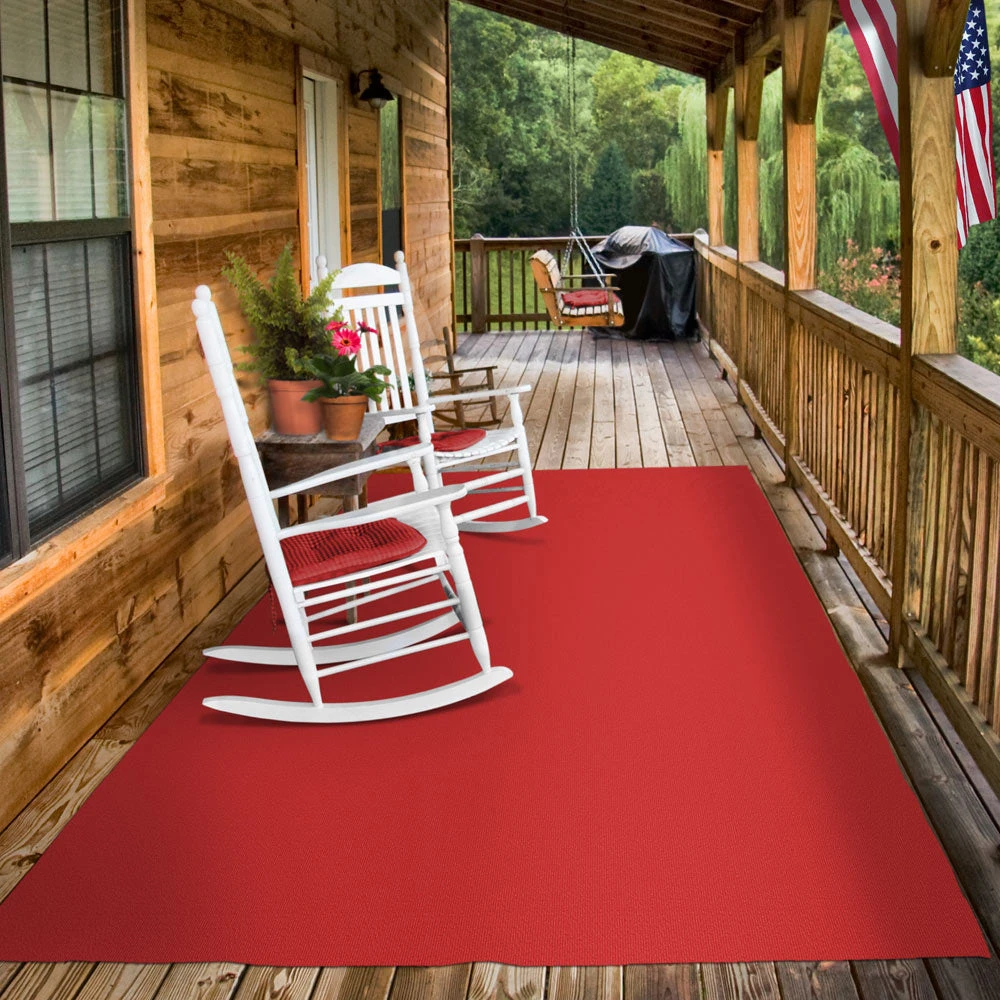 Indoor/Outdoor Carpet With Rubber Marine Backing - Red 6' X 10' - Several Sizes Available - Carpet Flooring For Patio, Porch, Deck, Boat, Basement Or Garage 4 Indoor/Outdoor Carpet With Rubber Marine Backing - Red 6' X 10' - Several Sizes Available - Carpet Flooring For Patio, Porch, Deck, Boat, Basement Or Garage - Image 4