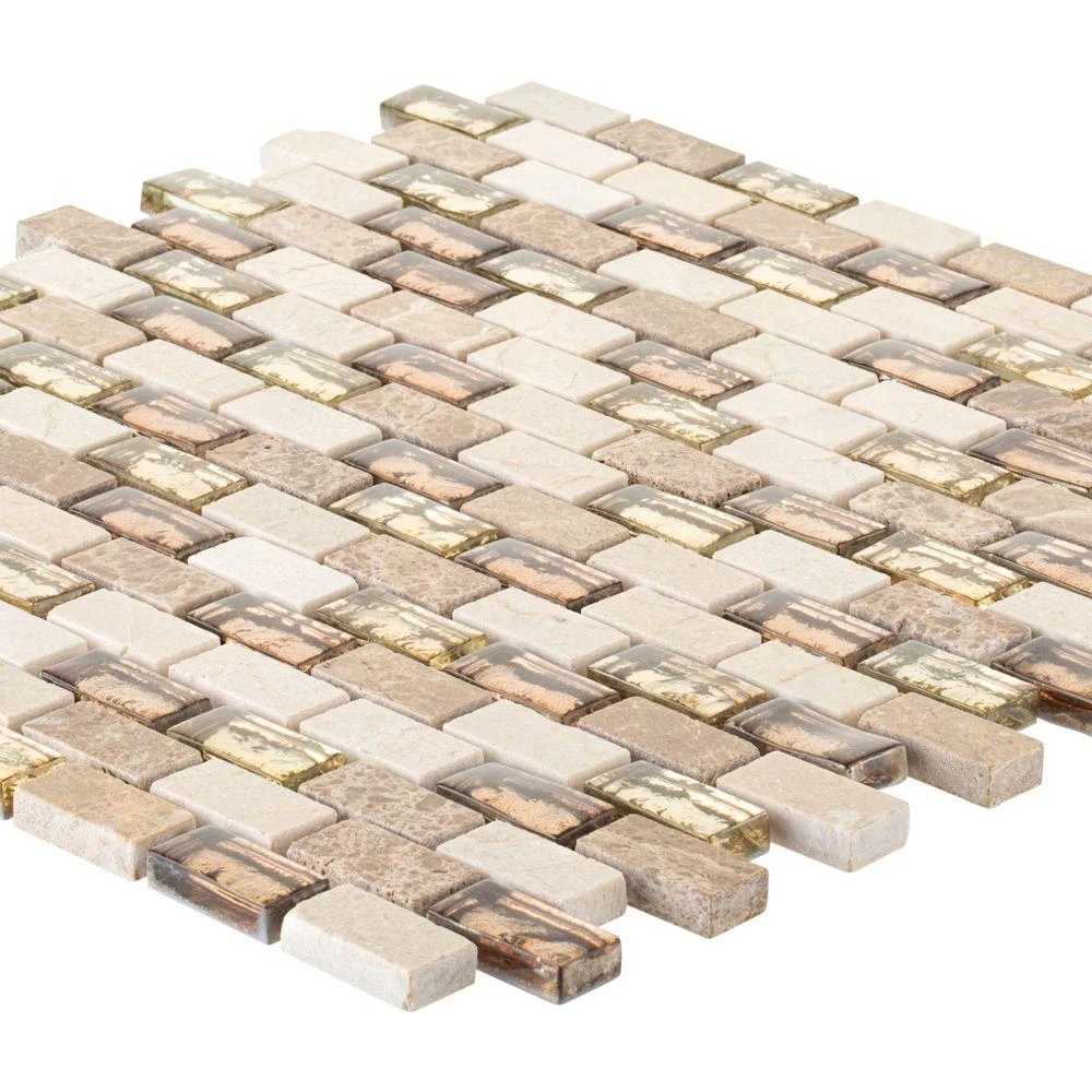 Jeffrey Court Molten Beige/Cream 12 In. X 12 In. X 8 Mm Interlocking Glass/Marble Mosaic Tile 6 Jeffrey Court Molten Beige/Cream 12 In. X 12 In. X 8 Mm Interlocking Glass/Marble Mosaic Tile - Image 6