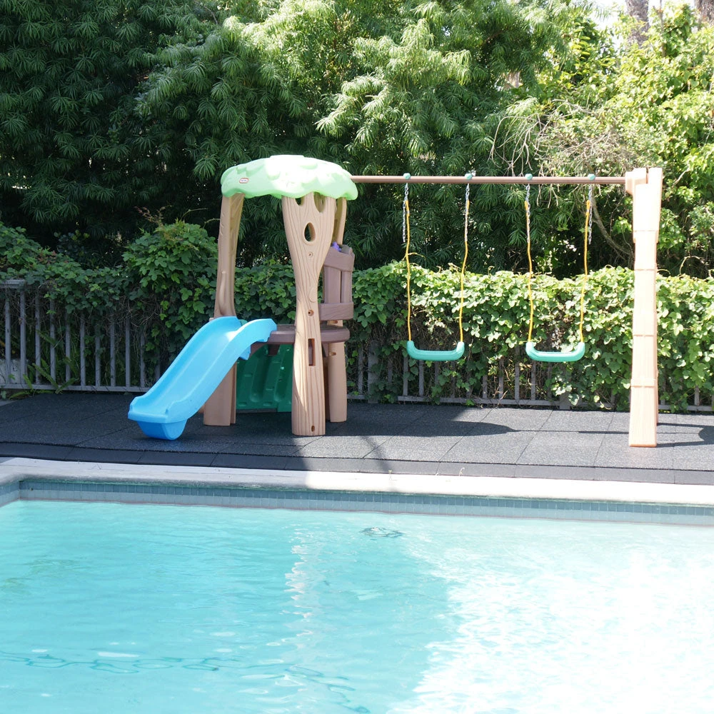 Rubber-Cal "Eco-Safety" Interlocking Playground Tiles - 3 X 19.5 X 19.5 Inch - One Tile - 2.77 Square Feet - Blue/White Speckled 5 Rubber-Cal "Eco-Safety" Interlocking Playground Tiles - 3 X 19.5 X 19.5 Inch - One Tile - 2.77 Square Feet - Blue/White Speckled - Image 5