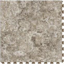 Perfection Floor Tile Breccia Collection Breccia Crema/Satin 20-in X 20-in Water Resistant Interlocking Luxury Flooring (16.7-sq Ft)