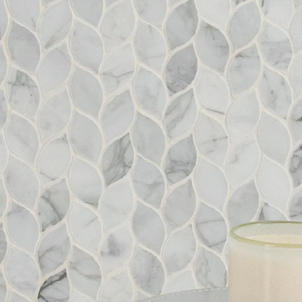 MSI Calacatta Blanco 12 In. X 13 In. X 10mm Polished Marble Mesh-Mounted Mosaic Tile (10.80 Sq. Ft./case) 10 MSI Calacatta Blanco 12 In. X 13 In. X 10mm Polished Marble Mesh-Mounted Mosaic Tile (10.80 Sq. Ft./case) - Image 10