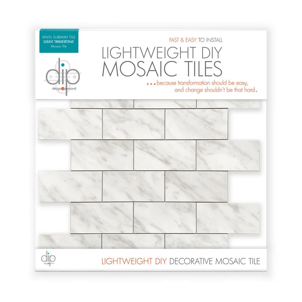 DIP Light Travertine Subway Tile 12 In. X 12 In. Self-Adhesive PVC Backsplash 6 DIP Light Travertine Subway Tile 12 In. X 12 In. Self-Adhesive PVC Backsplash - Image 6