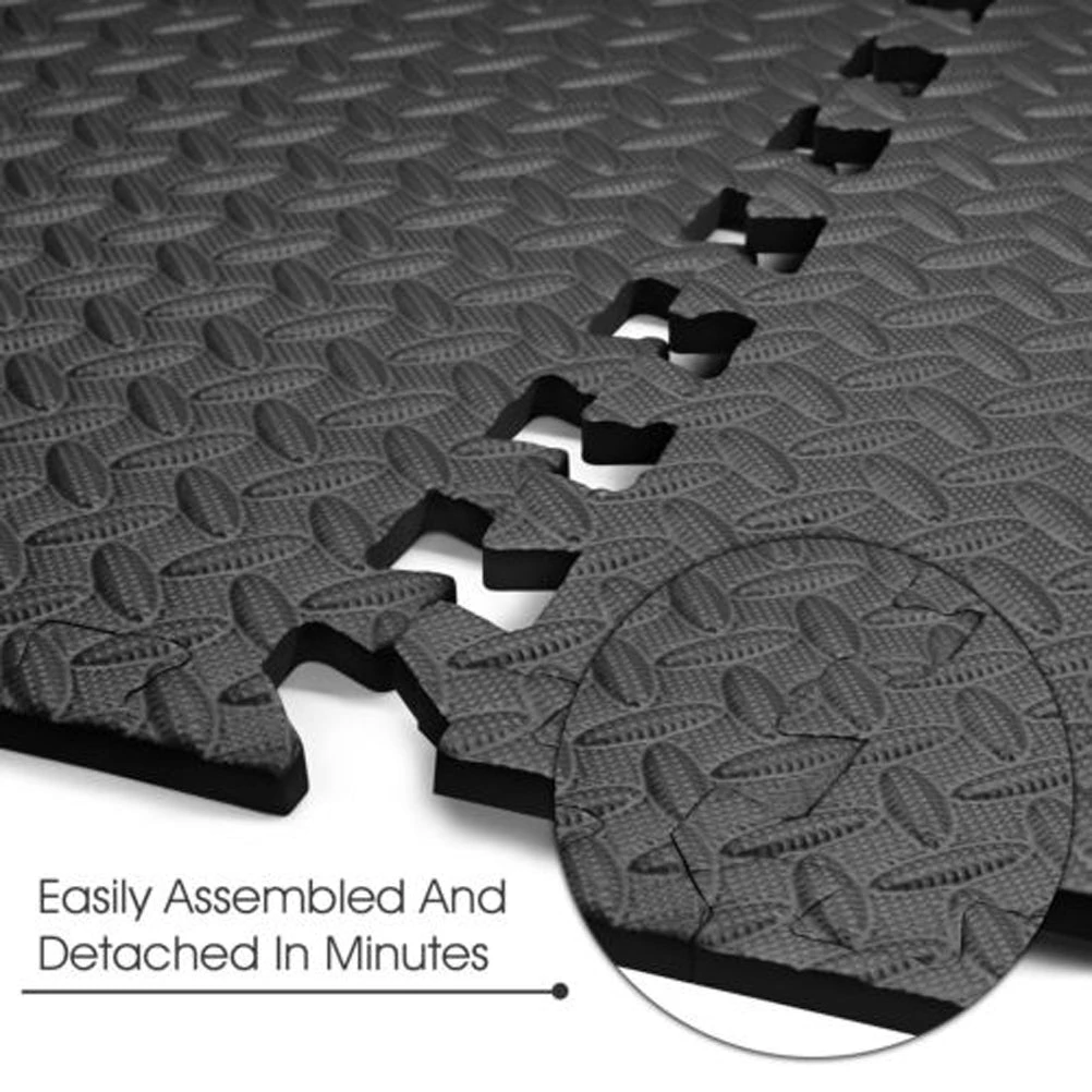 6pcs Foam Exercise Mat EVA Fitness Interlocking Tiles Floor Puzzle Protective Cushion For Workouts (Black) 2 6pcs Foam Exercise Mat EVA Fitness Interlocking Tiles Floor Puzzle Protective Cushion For Workouts (Black) - Image 2