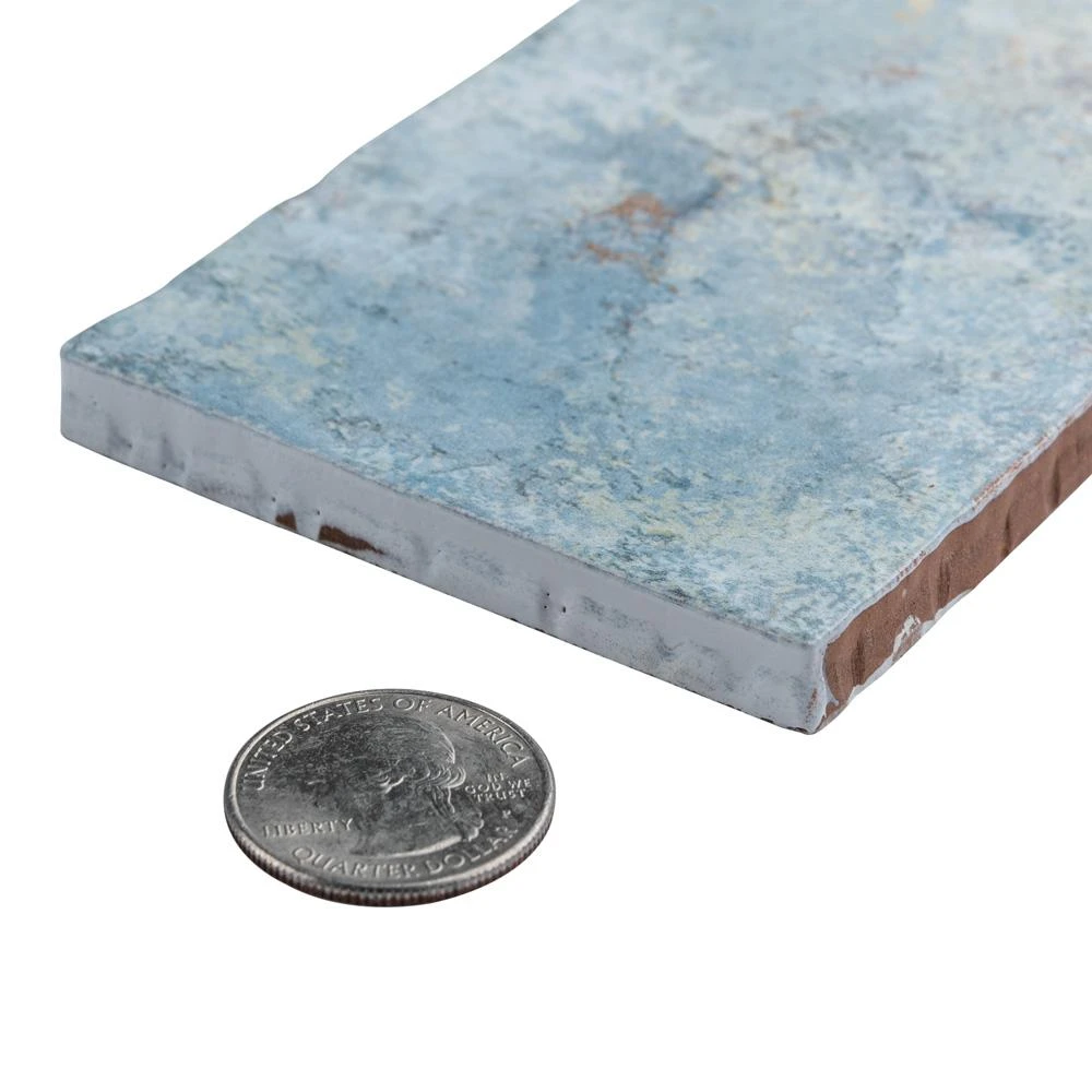 Merola Tile Biarritz Blue 3 In. X 6 In. Ceramic Wall Tile (6.04 Sq. Ft./Case) 4 Merola Tile Biarritz Blue 3 In. X 6 In. Ceramic Wall Tile (6.04 Sq. Ft./Case) - Image 4