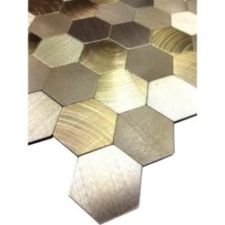 Enchanted Metals Gold Hexagon Mosaic 12 In. X 12 In. Brushed Peel & Stick Wall Tile (0.9 Sq. Ft.) 5 Enchanted Metals Gold Hexagon Mosaic 12 In. X 12 In. Brushed Peel & Stick Wall Tile (0.9 Sq. Ft.) -Best Flooring Store 28581787cf6495b7e88d3afd301cabc3 1800x1800