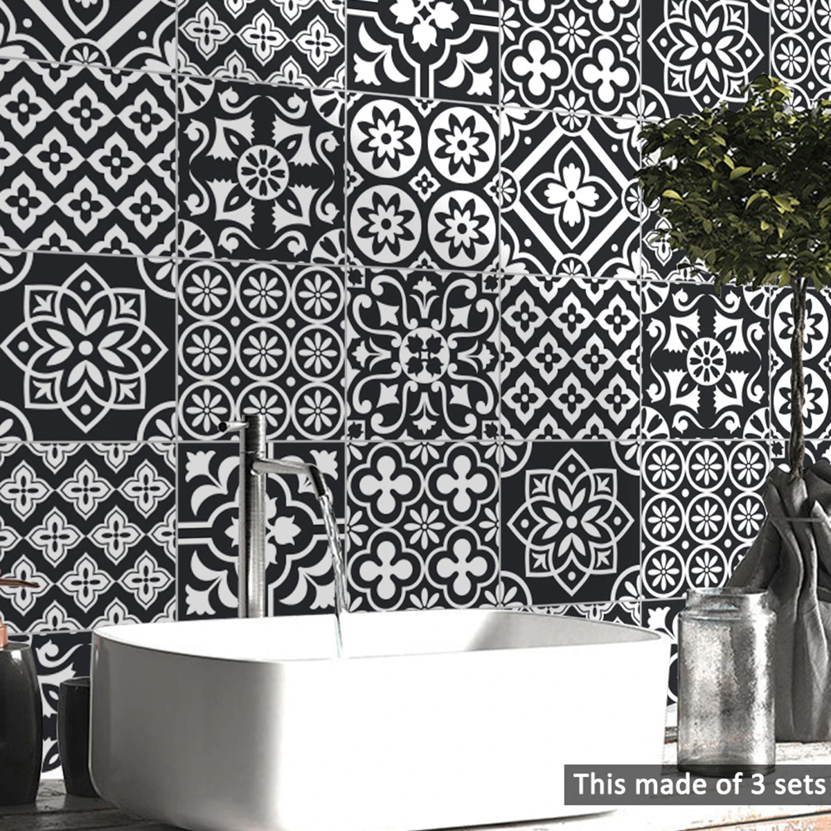 Goory 10 Pcs Moroccan Style Tile Sticker Backsplash Peel & Stick Kitchen Tile Decal, 8x8 Inches. 6 Goory 10 Pcs Moroccan Style Tile Sticker Backsplash Peel & Stick Kitchen Tile Decal, 8x8 Inches. - Image 6