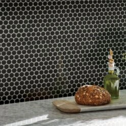 MSI Penny Round Nero 12.32 In. X 11.38 In. X 6mm Matte Porcelain Mesh-Mounted Mosaic Tile (14.4 Sq. Ft./case) -Best Flooring Store 308f637f3845b136e62fc61503bb1cc6 1800x1800