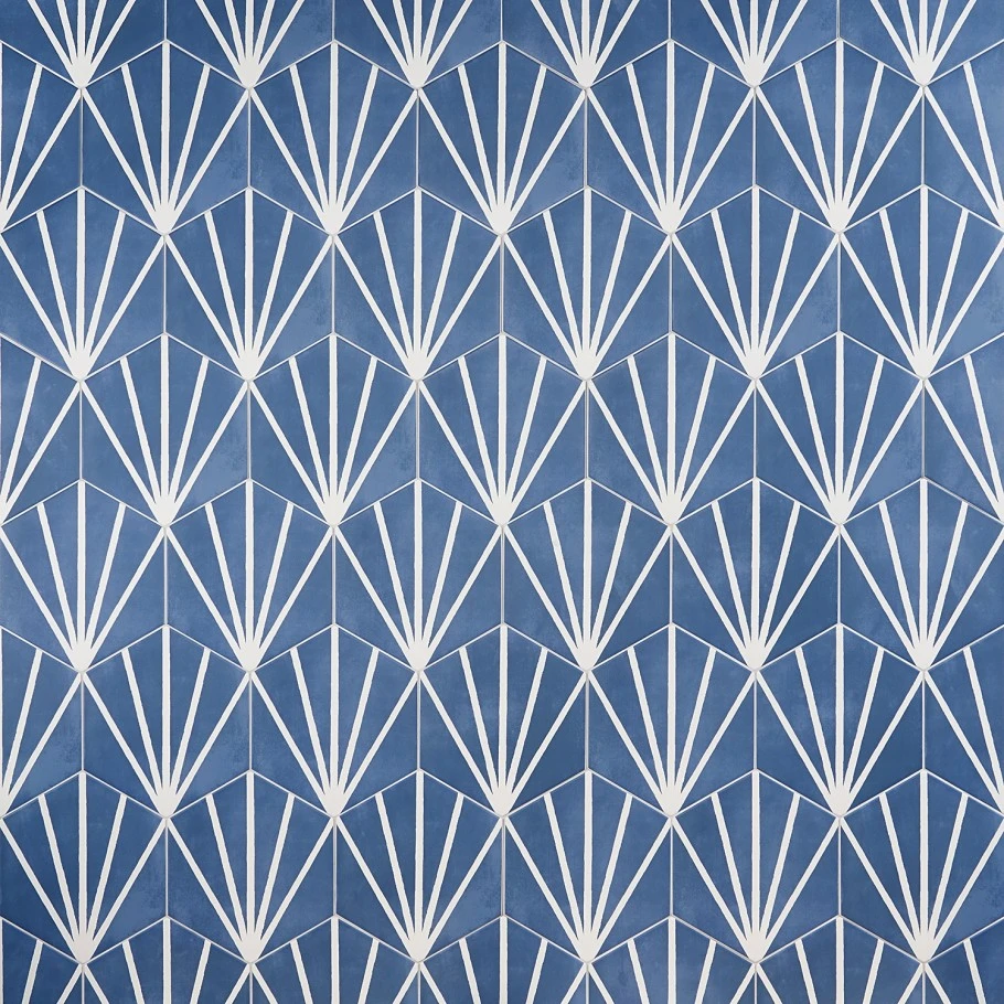 GeoHex Azul Symmetry 8" Porcelain Matte Tile 1 GeoHex Azul Symmetry 8" Porcelain Matte Tile