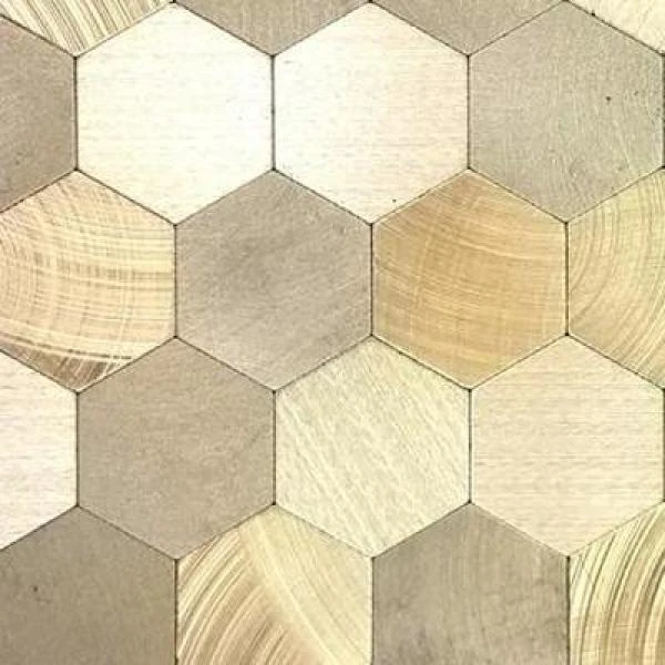 Enchanted Metals Gold Hexagon Mosaic 12 In. X 12 In. Brushed Peel & Stick Wall Tile (0.9 Sq. Ft.) 2 Enchanted Metals Gold Hexagon Mosaic 12 In. X 12 In. Brushed Peel & Stick Wall Tile (0.9 Sq. Ft.) - Image 2