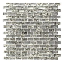 Jeffrey Court Treasure Bell Grey 11-7/8 In. X 12 In. X 8 Mm Interlocking Textured Glass Mosaic Tile