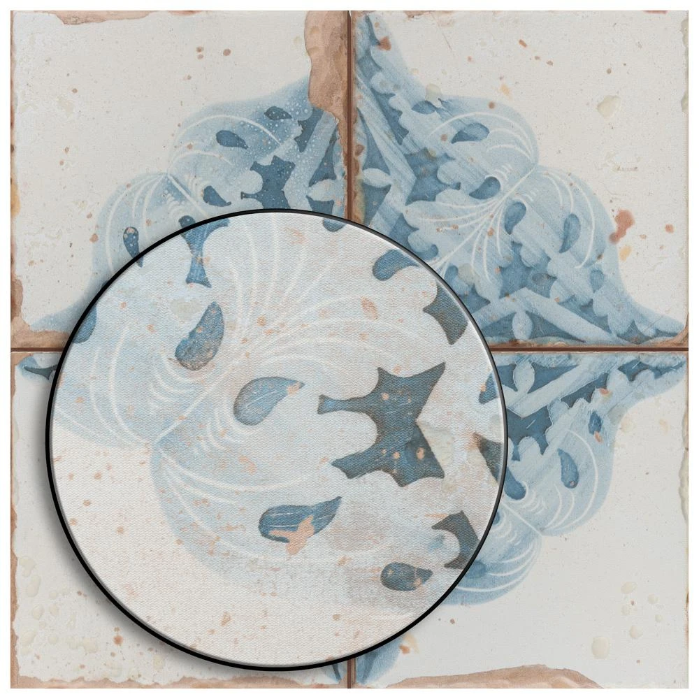 Merola Tile Artisan Azul Decor 13 In. X 13 In. Ceramic Floor And Wall Tile (12.2 Sq. Ft. / Case) 12 Merola Tile Artisan Azul Decor 13 In. X 13 In. Ceramic Floor And Wall Tile (12.2 Sq. Ft. / Case) - Image 12