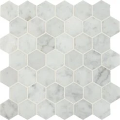 MSI Carrara White Hexagon 12 In. X 12 In. X 10 Mm Polished Marble Mesh-Mounted Mosaic Floor And Wall Tile (10 Sq. Ft. /case) -Best Flooring Store 4bbdfdf1dcb2c43b93da491b83d6d7dc 1800x1800