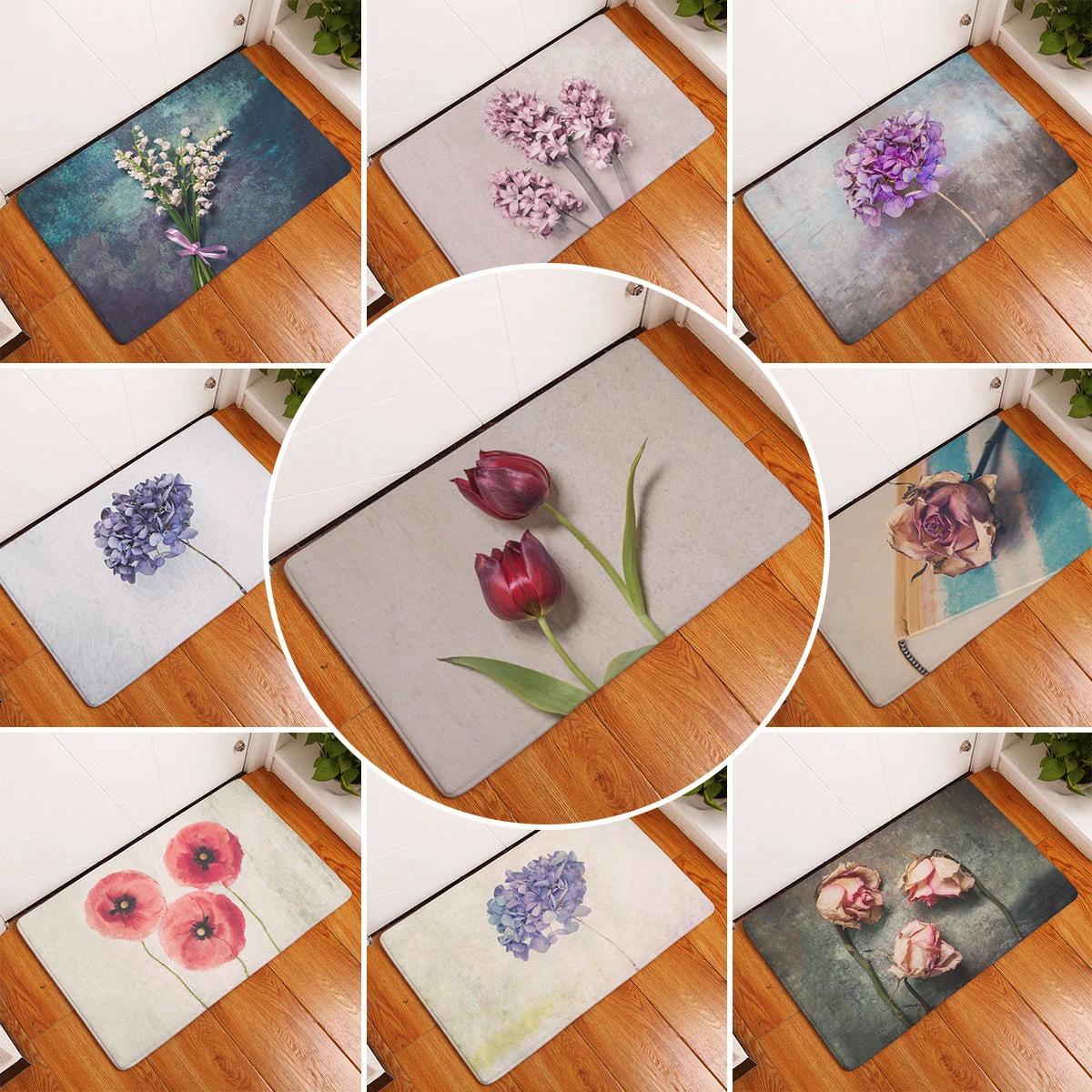 15.7''X23.6''/19.6"X31.5" Non-slip Vintage Flower Welcome Home Kitchen Bath Entrance Floor Rug Doormat Carpet Door Mat Outdoor/Indoor Doormats-Easy Clean-Washable 1 15.7''X23.6''/19.6"X31.5" Non-slip Vintage Flower Welcome Home Kitchen Bath Entrance Floor Rug Doormat Carpet Door Mat Outdoor/Indoor Doormats-Easy Clean-Washable