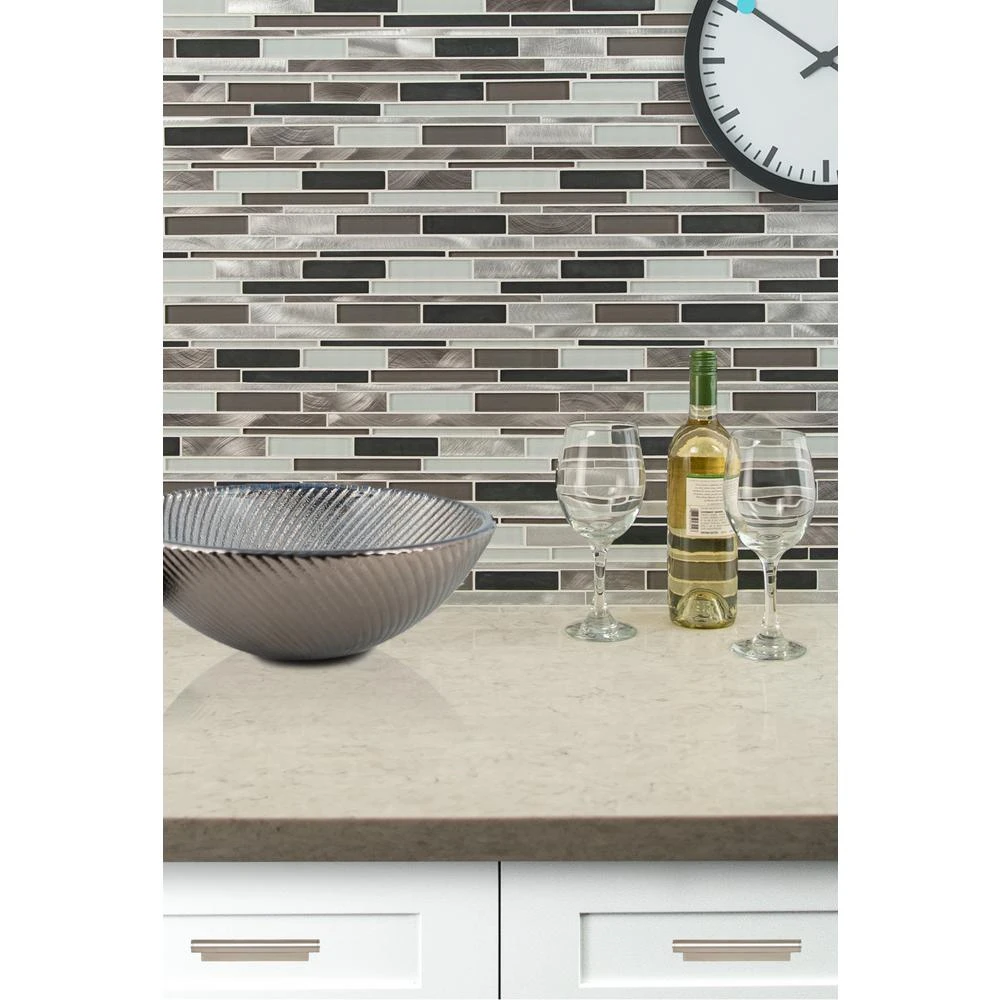 MSI 12 In. X 12 In. X 8mm Cityscape Interlocking Glass And Metal Mesh-Mounted Mosaic Wall Tile (10 Sq. Ft./case) 3 MSI 12 In. X 12 In. X 8mm Cityscape Interlocking Glass And Metal Mesh-Mounted Mosaic Wall Tile (10 Sq. Ft./case) - Image 3