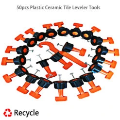 Bouanq 50Pcs Useful Reusable Tile Leveling Positioning System Leveler T-lock Floor Tool