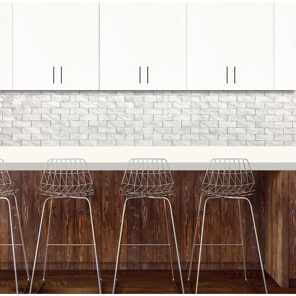 DIP Light Travertine Subway Tile 12 In. X 12 In. Self-Adhesive PVC Backsplash 3 DIP Light Travertine Subway Tile 12 In. X 12 In. Self-Adhesive PVC Backsplash - Image 3