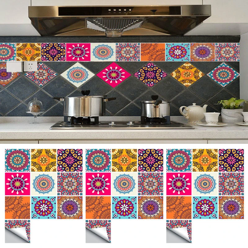 Goory 10PCS Mosaic Wall Sticker Self-adhesive Tile Sticker Kitchen/Bathroom Decorative 1 Goory 10PCS Mosaic Wall Sticker Self-adhesive Tile Sticker Kitchen/Bathroom Decorative