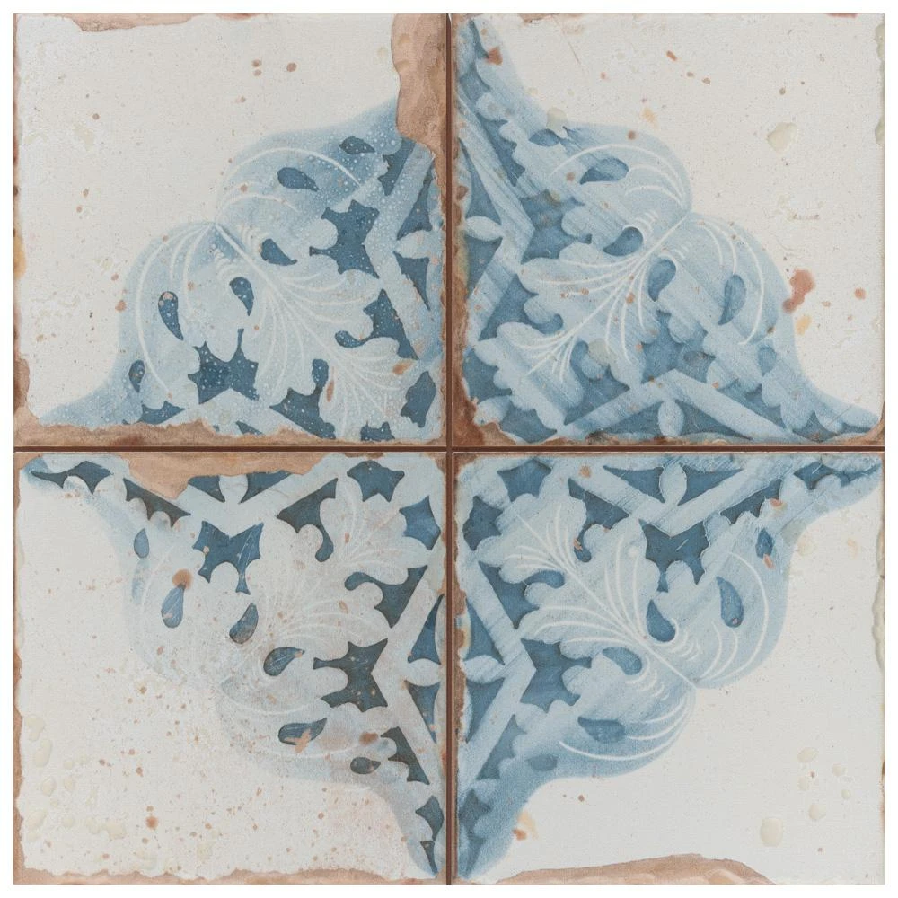 Merola Tile Artisan Azul Decor 13 In. X 13 In. Ceramic Floor And Wall Tile (12.2 Sq. Ft. / Case) 1 Merola Tile Artisan Azul Decor 13 In. X 13 In. Ceramic Floor And Wall Tile (12.2 Sq. Ft. / Case)