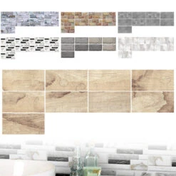 9pcs 3D Self Adhesive Kitchen Wall Tiles Bathroom Mosaic Tile Sticker 20*10cm