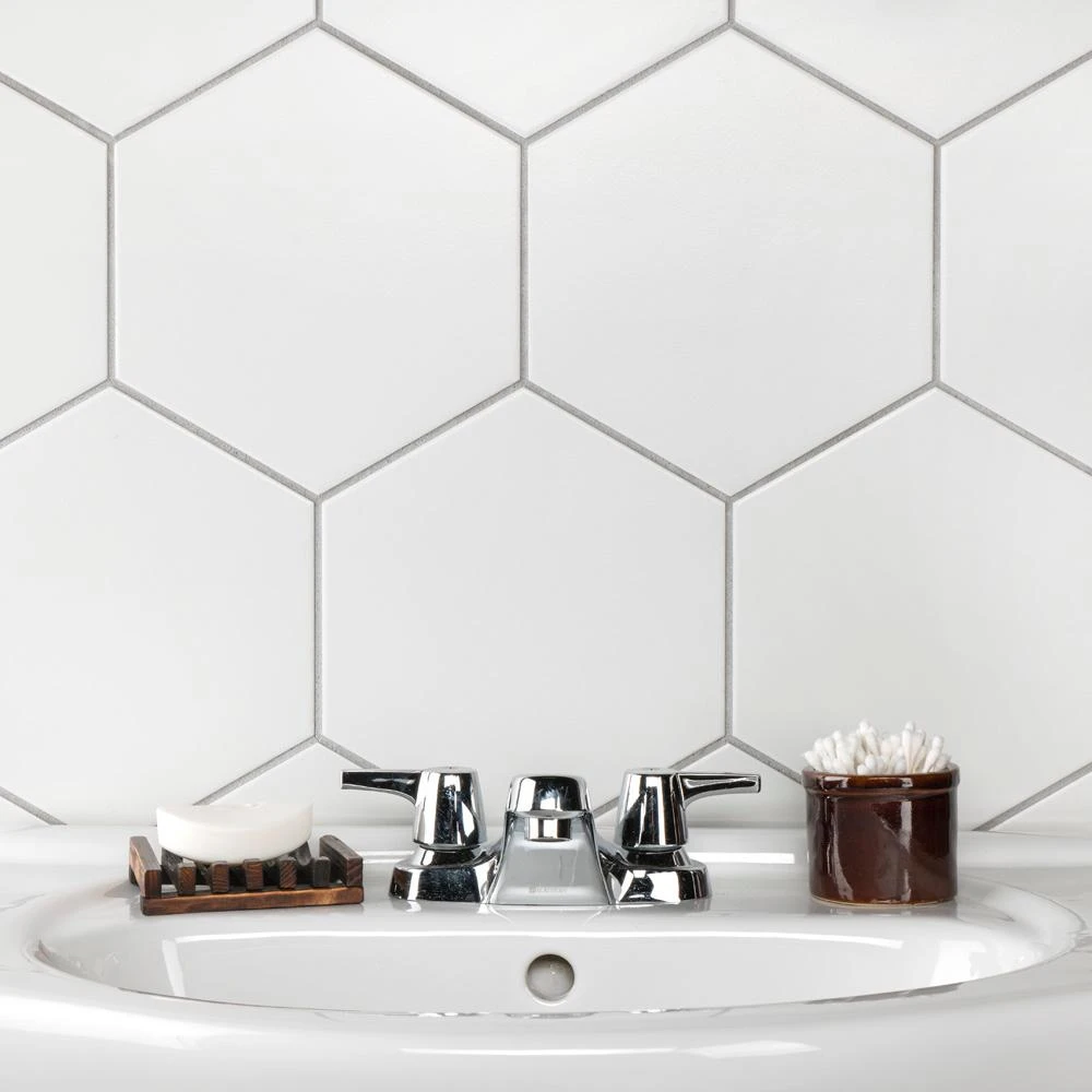 Merola Tile Textile Hex White 8-5/8 In. X 9-7/8 In. Porcelain Floor And Wall Tile (11.56 Sq. Ft. / Case) 11 Merola Tile Textile Hex White 8-5/8 In. X 9-7/8 In. Porcelain Floor And Wall Tile (11.56 Sq. Ft. / Case) - Image 11