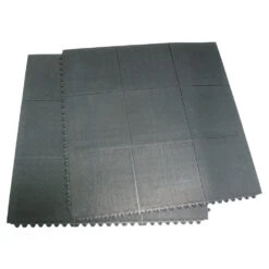 Rubber-Cal "Revolution" Interlocking Rubber Floor - 5/8 In X 36 In X 36 In - Rubber Tiles - 2 Pack - Black