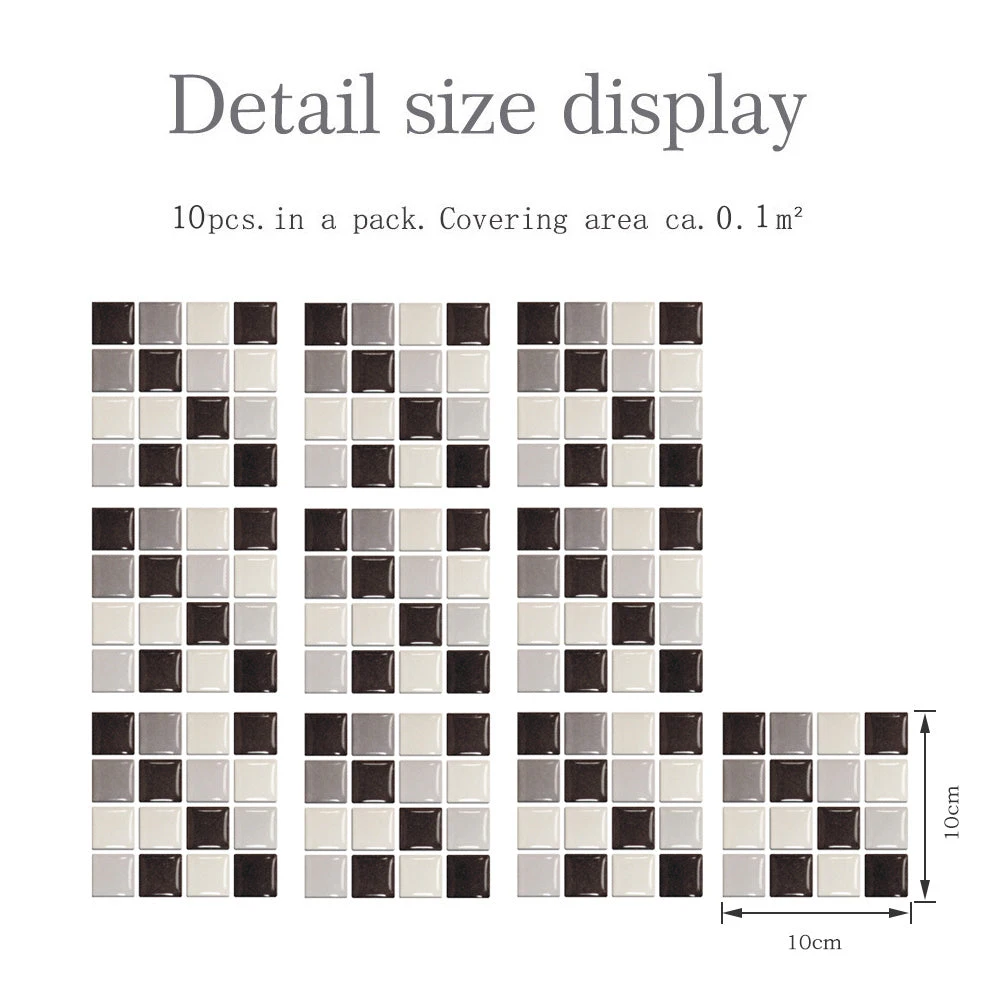 10/20 Pieces Backsplash Tile For Kitchen Mosaic Square Peel And Stick Tile, 3.94x3.94" 2 10/20 Pieces Backsplash Tile For Kitchen Mosaic Square Peel And Stick Tile, 3.94x3.94" - Image 2