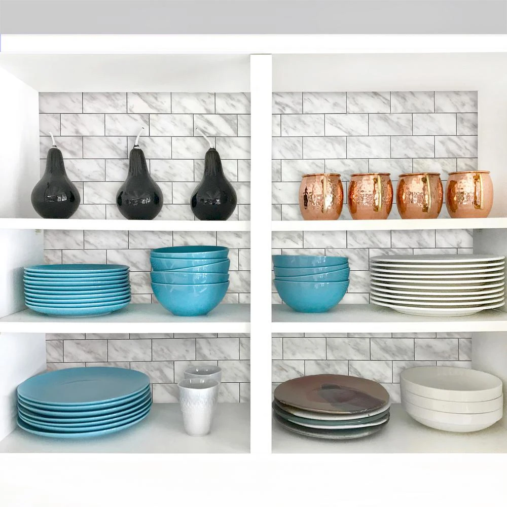 DIP Light Travertine Subway Tile 12 In. X 12 In. Self-Adhesive PVC Backsplash 2 DIP Light Travertine Subway Tile 12 In. X 12 In. Self-Adhesive PVC Backsplash - Image 2