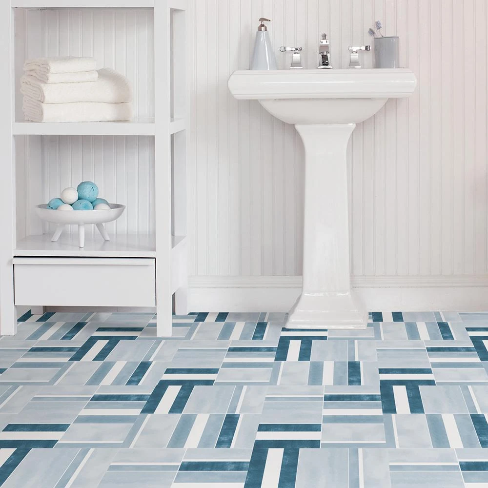 FloorPops Azure 12 In. W X 12 In. L Peel And Stick Floor Vinyl Tiles (20 Tiles, 20 Sq. Ft. Case) 3 FloorPops Azure 12 In. W X 12 In. L Peel And Stick Floor Vinyl Tiles (20 Tiles, 20 Sq. Ft. Case) - Image 3