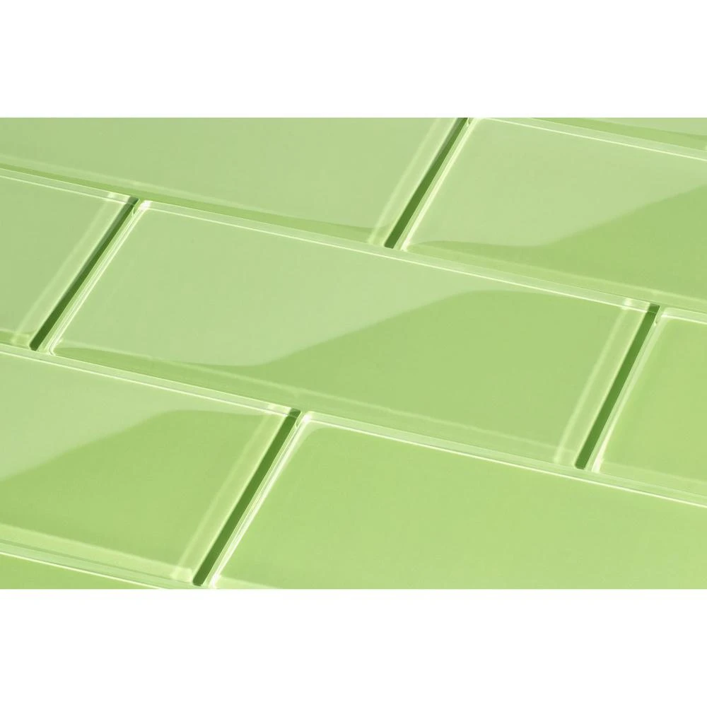 Giorbello Powder Room Green 3 In. X 6 In. X 8 Mm Glass Subway Tile (5.5 Sq. Ft./case) 4 Giorbello Powder Room Green 3 In. X 6 In. X 8 Mm Glass Subway Tile (5.5 Sq. Ft./case) - Image 4
