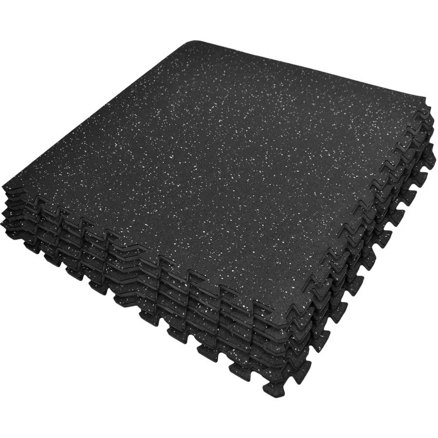 Sivan Health And Fitness High Density, Soft Rubber Interlocking Gym Tiles (Black Fleck, 6 Tiles) 1 Sivan Health And Fitness High Density, Soft Rubber Interlocking Gym Tiles (Black Fleck, 6 Tiles)