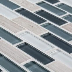 Jeffrey Court Dolphin Tail Blue 9.75 In. X 12 In. X 6 Mm Interlocking Glass Mosaic Tile