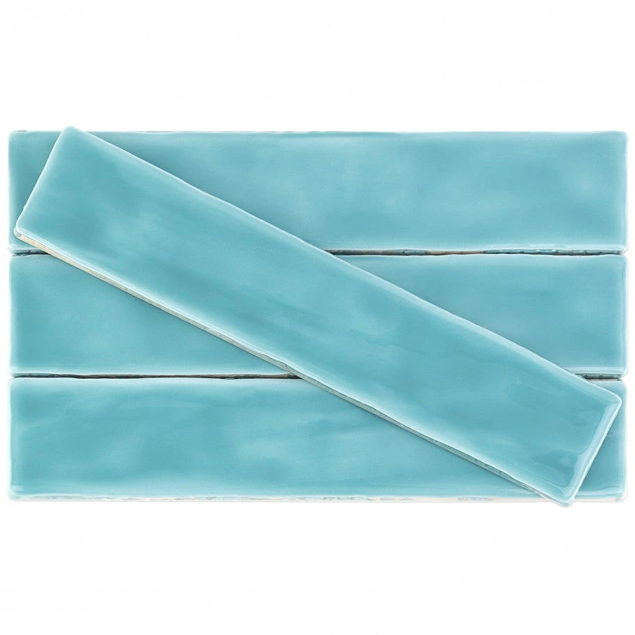 Brookline Turquoise 2 In. X 10 In. Polished Ceramic Subway Wall Tile (40 Pieces / 5.38 Sq. Ft. / Box) 6 Brookline Turquoise 2 In. X 10 In. Polished Ceramic Subway Wall Tile (40 Pieces / 5.38 Sq. Ft. / Box) - Image 6