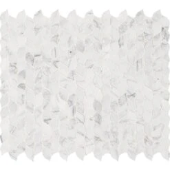 MSI Calacatta Blanco 12 In. X 13 In. X 10mm Polished Marble Mesh-Mounted Mosaic Tile (10.80 Sq. Ft./case)