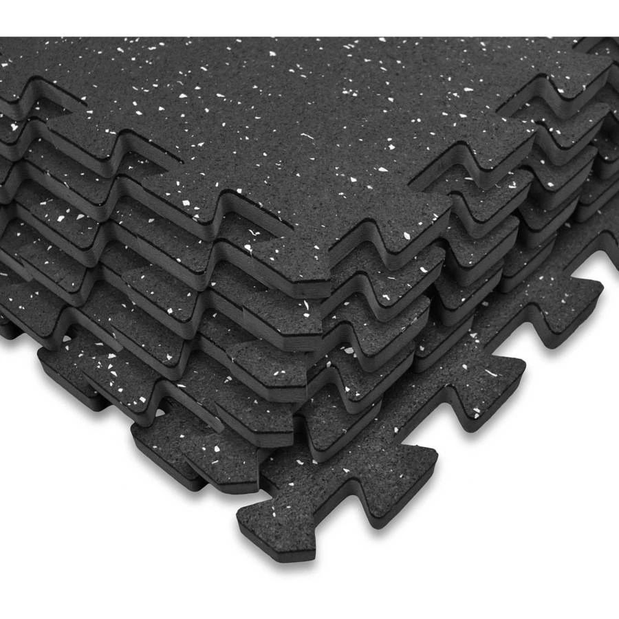 Sivan Health And Fitness High Density, Soft Rubber Interlocking Gym Tiles (Black Fleck, 6 Tiles) 2 Sivan Health And Fitness High Density, Soft Rubber Interlocking Gym Tiles (Black Fleck, 6 Tiles) - Image 2