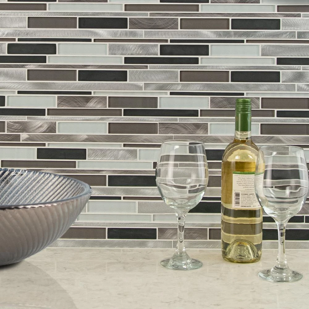 MSI 12 In. X 12 In. X 8mm Cityscape Interlocking Glass And Metal Mesh-Mounted Mosaic Wall Tile (10 Sq. Ft./case) 8 MSI 12 In. X 12 In. X 8mm Cityscape Interlocking Glass And Metal Mesh-Mounted Mosaic Wall Tile (10 Sq. Ft./case) - Image 8