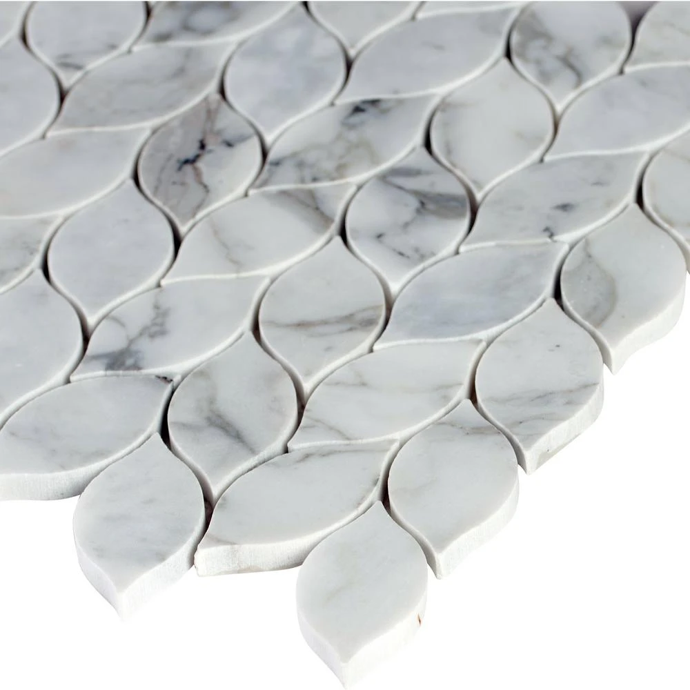 MSI Calacatta Blanco 12 In. X 13 In. X 10mm Polished Marble Mesh-Mounted Mosaic Tile (10.80 Sq. Ft./case) 5 MSI Calacatta Blanco 12 In. X 13 In. X 10mm Polished Marble Mesh-Mounted Mosaic Tile (10.80 Sq. Ft./case) - Image 5