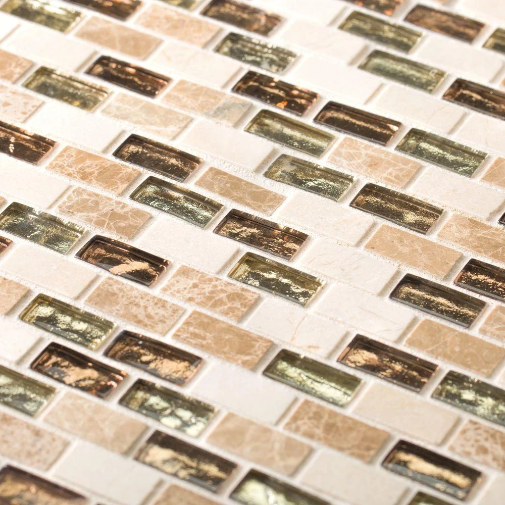 Jeffrey Court Molten Beige/Cream 12 In. X 12 In. X 8 Mm Interlocking Glass/Marble Mosaic Tile 7 Jeffrey Court Molten Beige/Cream 12 In. X 12 In. X 8 Mm Interlocking Glass/Marble Mosaic Tile - Image 7