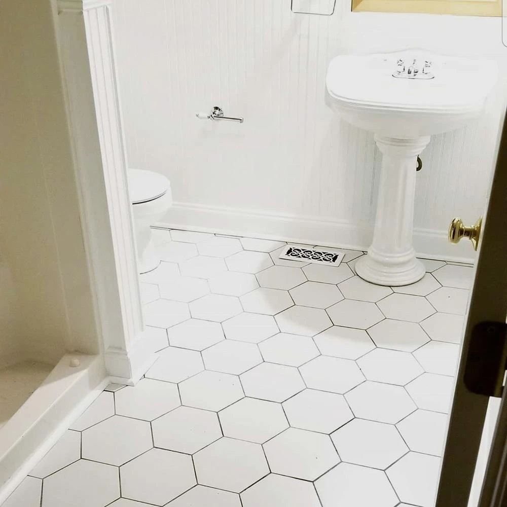 Merola Tile Textile Hex White 8-5/8 In. X 9-7/8 In. Porcelain Floor And Wall Tile (11.56 Sq. Ft. / Case) 13 Merola Tile Textile Hex White 8-5/8 In. X 9-7/8 In. Porcelain Floor And Wall Tile (11.56 Sq. Ft. / Case) - Image 13