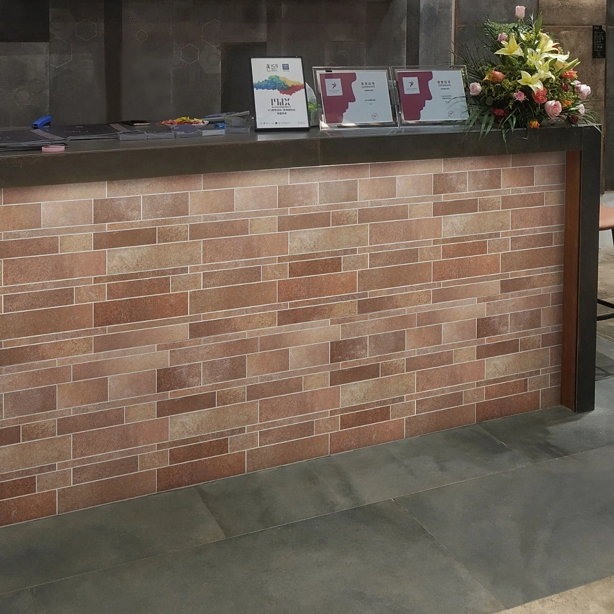 Bond Tile Easy Luxe Railroad Terra 11.81 In. X 11.81 In. SPC Peel And Stick Tile (0.96 Sq. Ft. / Sheet) 2 Bond Tile Easy Luxe Railroad Terra 11.81 In. X 11.81 In. SPC Peel And Stick Tile (0.96 Sq. Ft. / Sheet) - Image 2