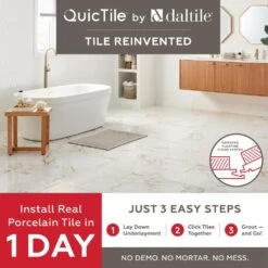 Daltile QuicTile 12 In. X 24 In. Horizon Marble Lappato Color Body Porcelain Locking Floor Tile (9.6 Sq. Ft. / Case) 28 Daltile QuicTile 12 In. X 24 In. Horizon Marble Lappato Color Body Porcelain Locking Floor Tile (9.6 Sq. Ft. / Case) -Best Flooring Store dfed58ea16cdadbc304c5ee9a9004e67 40cf4206 efdc 4761 ac19 82abbd5eb2b1 1800x1800
