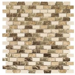 Best Flooring Store 23 Jeffrey Court Molten Beige/Cream 12 In. X 12 In. X 8 Mm Interlocking Glass/Marble Mosaic Tile